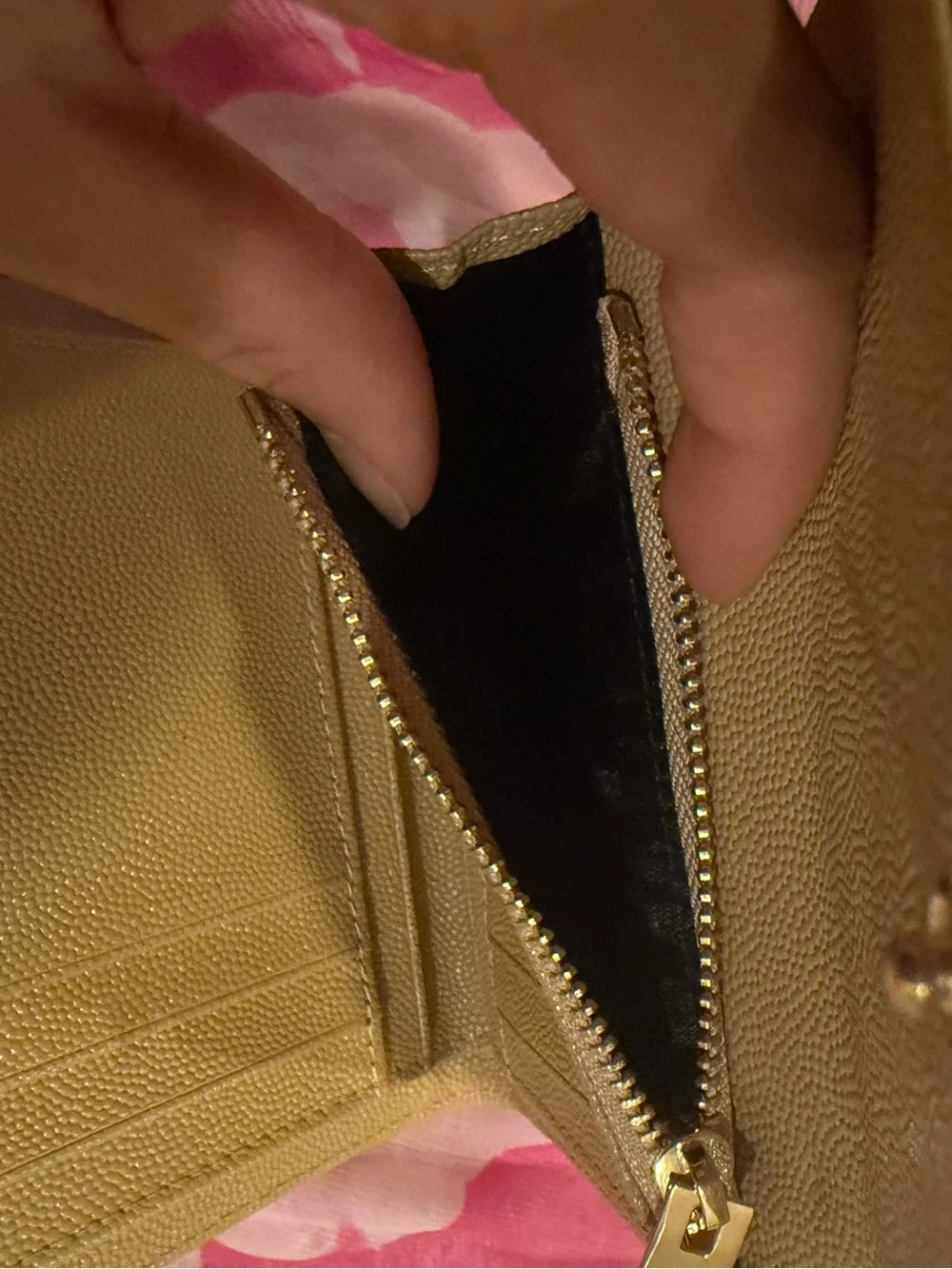 Quilted Leather Wallet - Gold